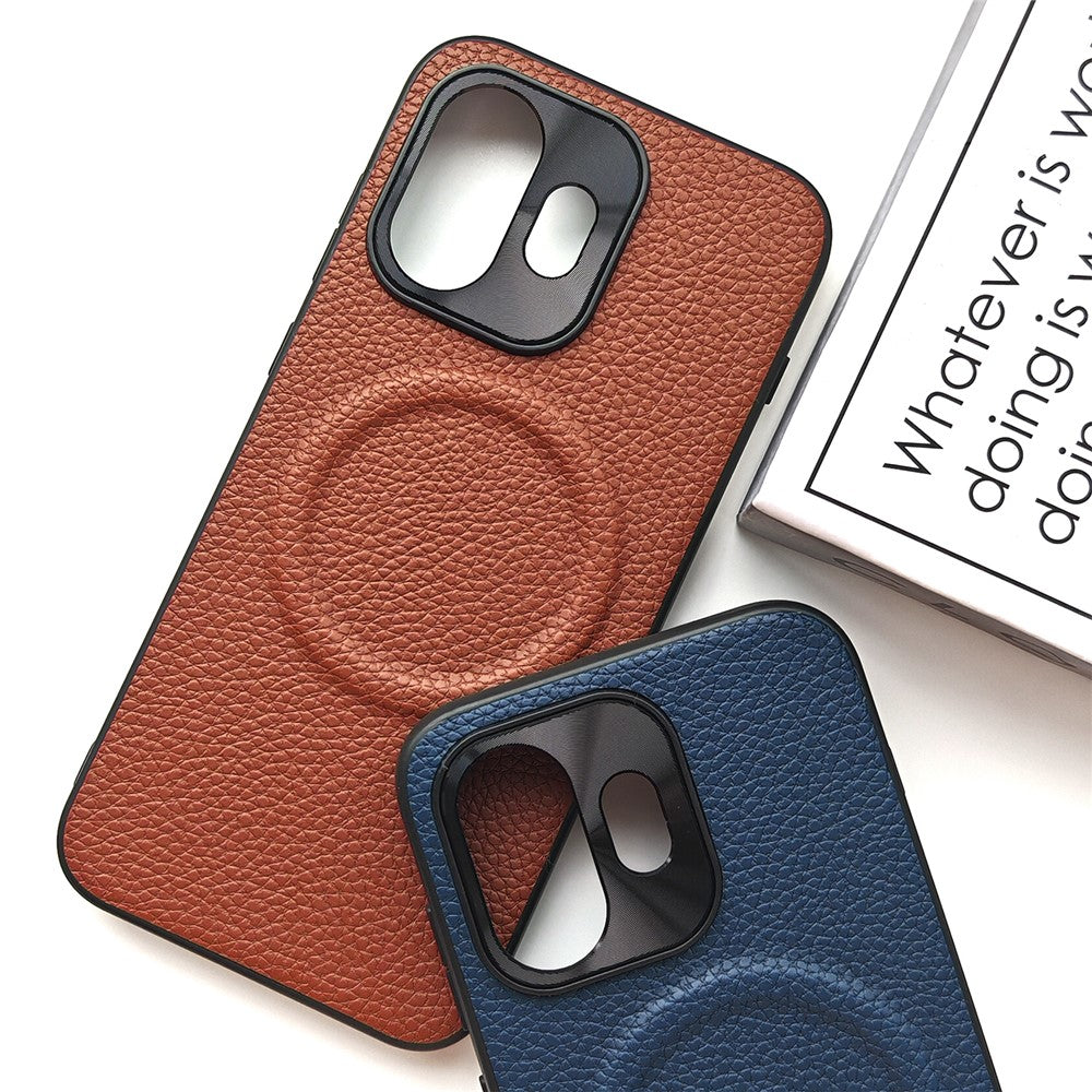 OnePlus 15T 5G Magnetiskt Skal Litchi Texture PU Läderbelagd PC + TPU Skyddande mobilskal
