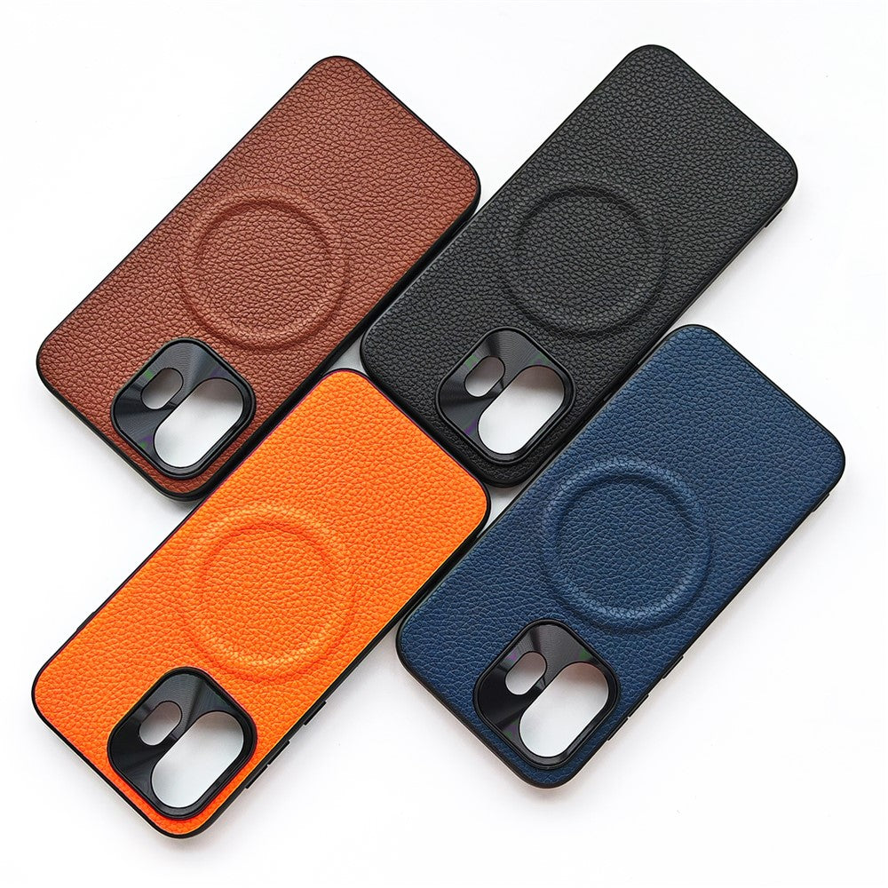 OnePlus 15T 5G Magnetiskt Skal Litchi Texture PU Läderbelagd PC + TPU Skyddande mobilskal