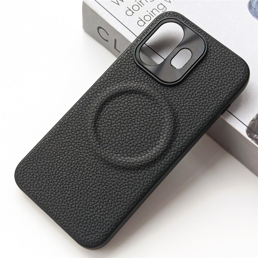 OnePlus 15T 5G Magnetiskt Skal Litchi Texture PU Läderbelagd PC + TPU Skyddande mobilskal
