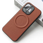 OnePlus 15T 5G Magnetiskt Skal Litchi Texture PU Läderbelagd PC + TPU Skyddande mobilskal