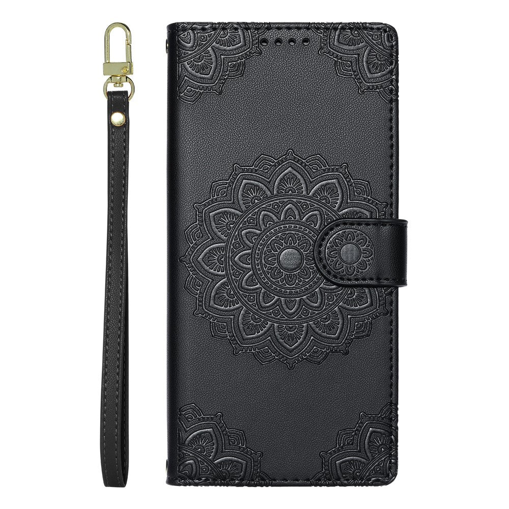 For Oppo Reno15 F 5G Case Embossed Totem Leather Flip Wallet Phone Cover with Wrist Strap