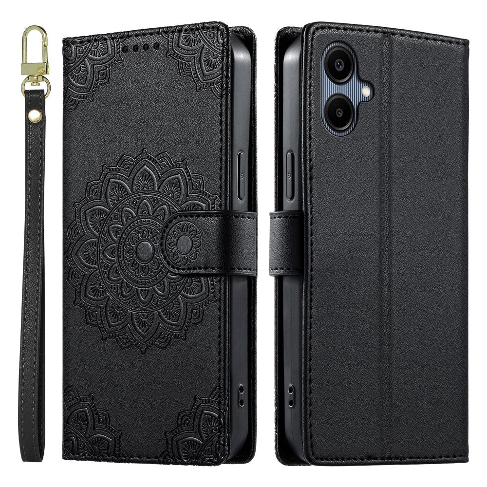 For Samsung Galaxy A08 5G / A08 4G / A07 5G / A06 5G / A06 4G Case Embossed Totem Leather Flip Wallet Phone Cover with Wrist Strap