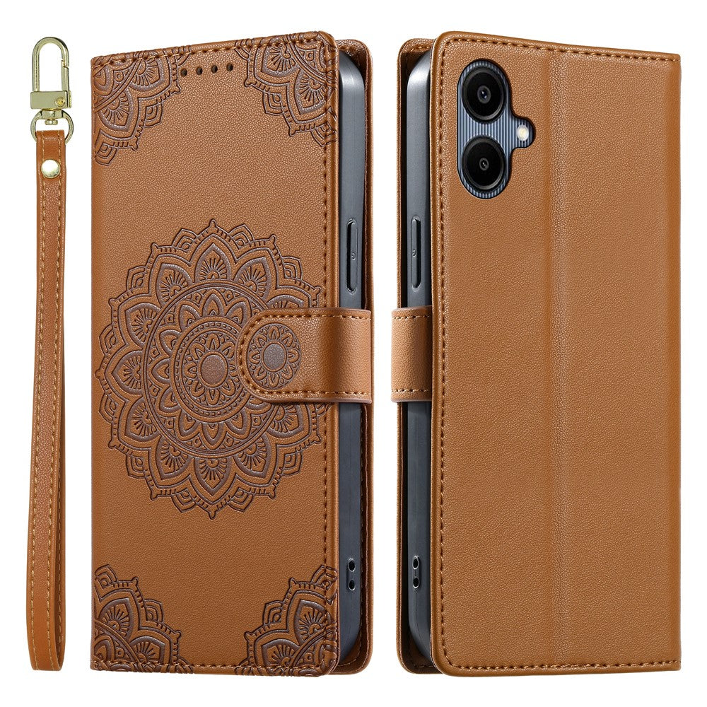 For Samsung Galaxy A08 5G / A08 4G / A07 5G / A06 5G / A06 4G Case Embossed Totem Leather Flip Wallet Phone Cover with Wrist Strap