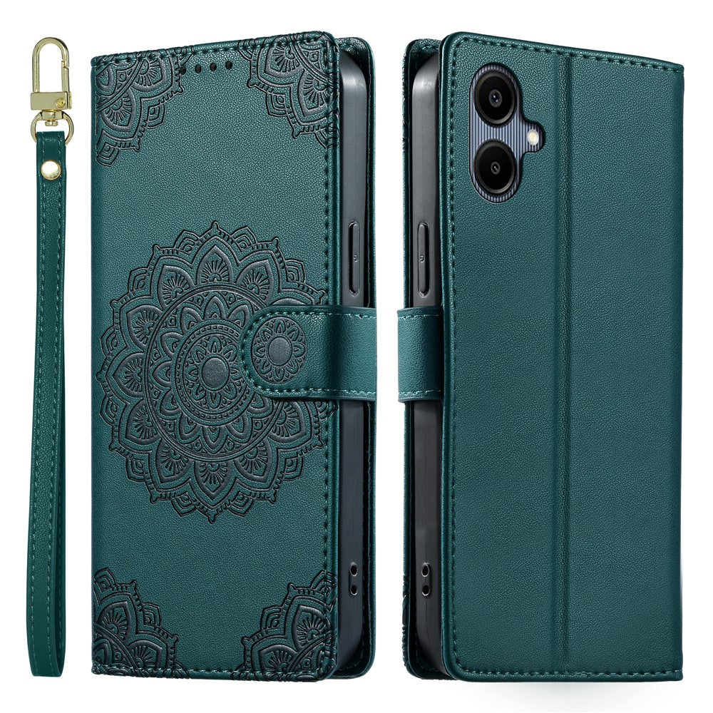 For Samsung Galaxy A08 5G / A08 4G / A07 5G / A06 5G / A06 4G Case Embossed Totem Leather Flip Wallet Phone Cover with Wrist Strap