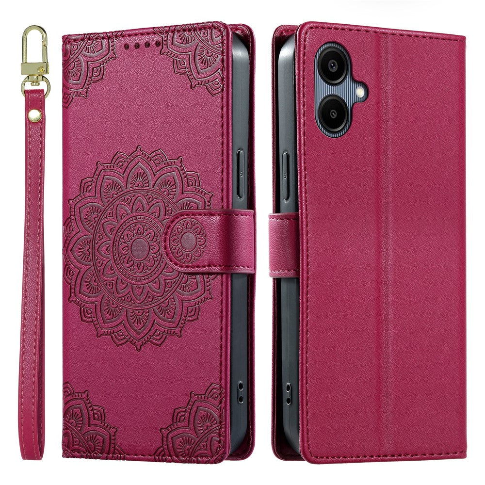 For Samsung Galaxy A08 5G / A08 4G / A07 5G / A06 5G / A06 4G Case Embossed Totem Leather Flip Wallet Phone Cover with Wrist Strap