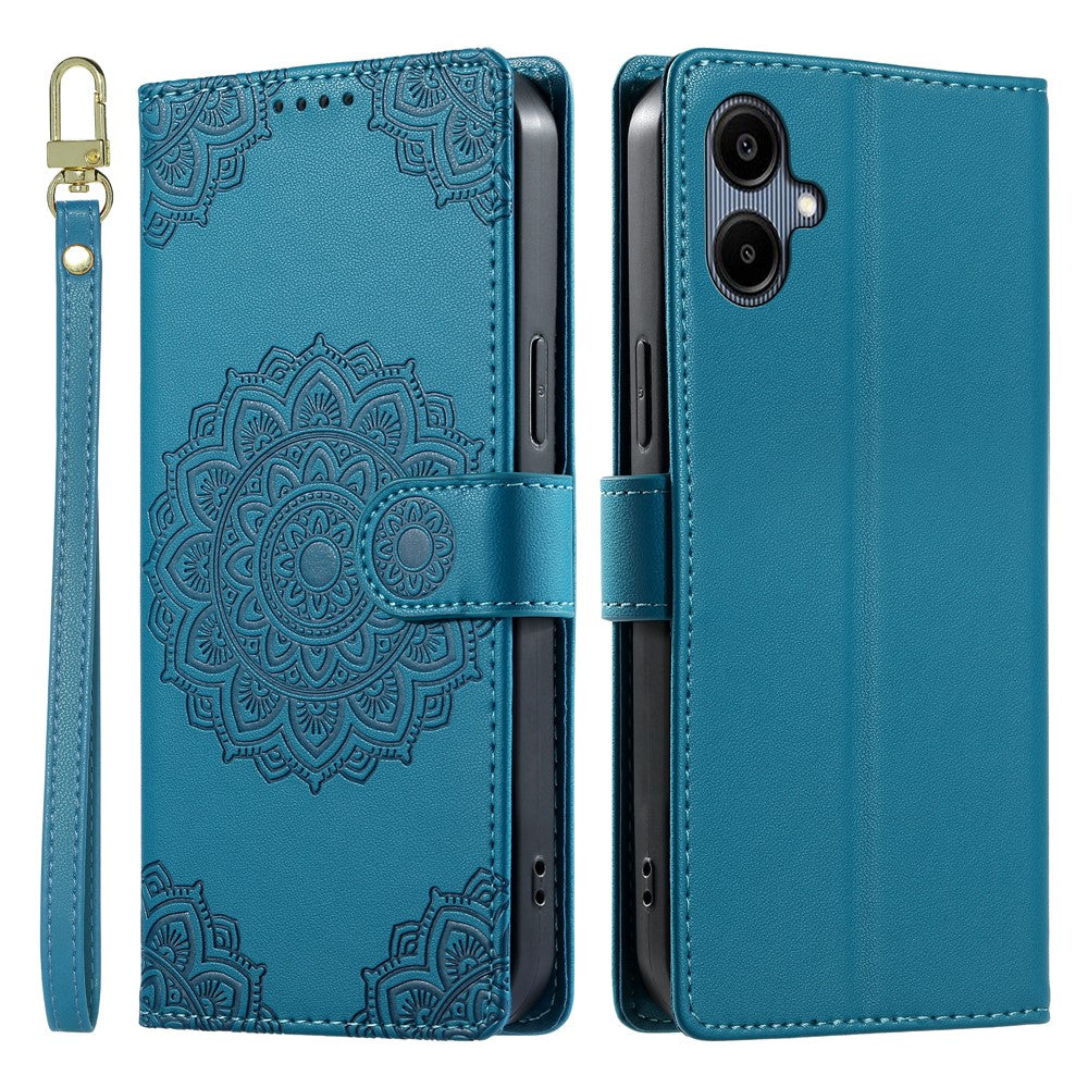 For Samsung Galaxy A08 5G / A08 4G / A07 5G / A06 5G / A06 4G Case Embossed Totem Leather Flip Wallet Phone Cover with Wrist Strap