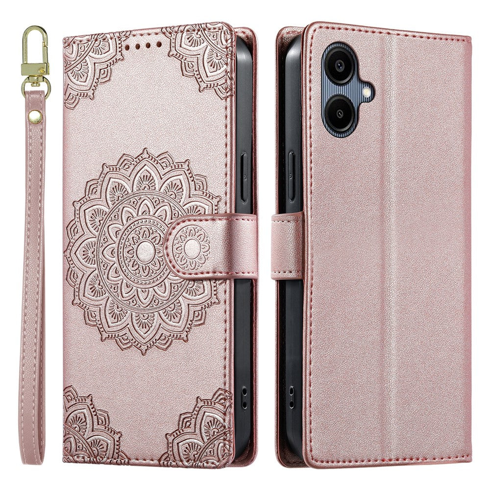 For Samsung Galaxy A08 5G / A08 4G / A07 5G / A06 5G / A06 4G Case Embossed Totem Leather Flip Wallet Phone Cover with Wrist Strap