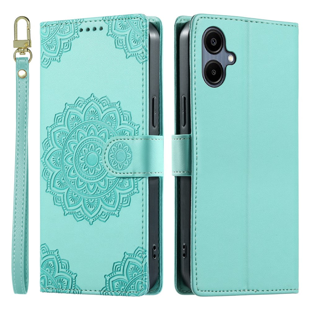 For Samsung Galaxy A08 5G / A08 4G / A07 5G / A06 5G / A06 4G Case Embossed Totem Leather Flip Wallet Phone Cover with Wrist Strap
