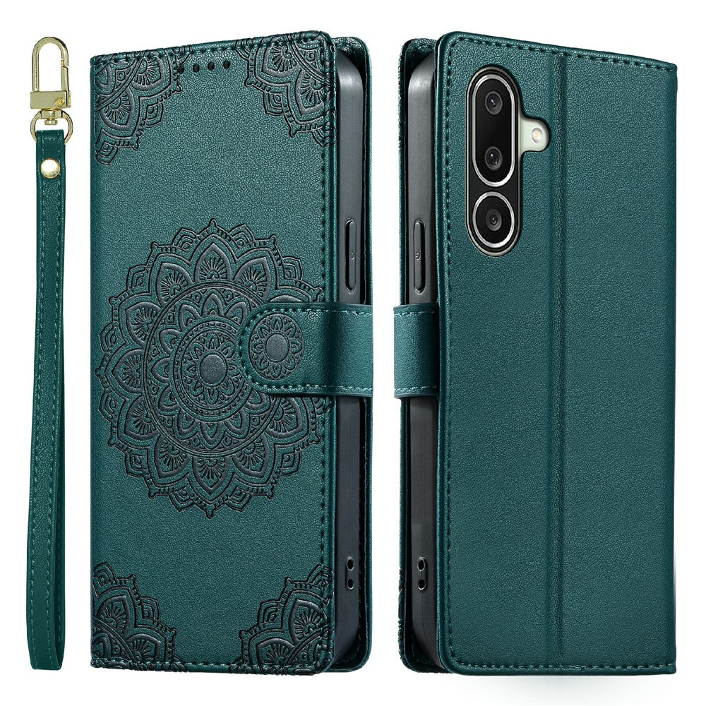 For Samsung Galaxy A27 5G Case Embossed Totem Leather Flip Wallet Phone Cover with Wrist Strap