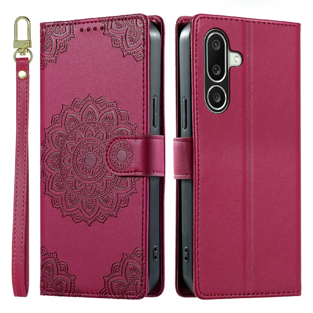 For Samsung Galaxy A27 5G Case Embossed Totem Leather Flip Wallet Phone Cover with Wrist Strap