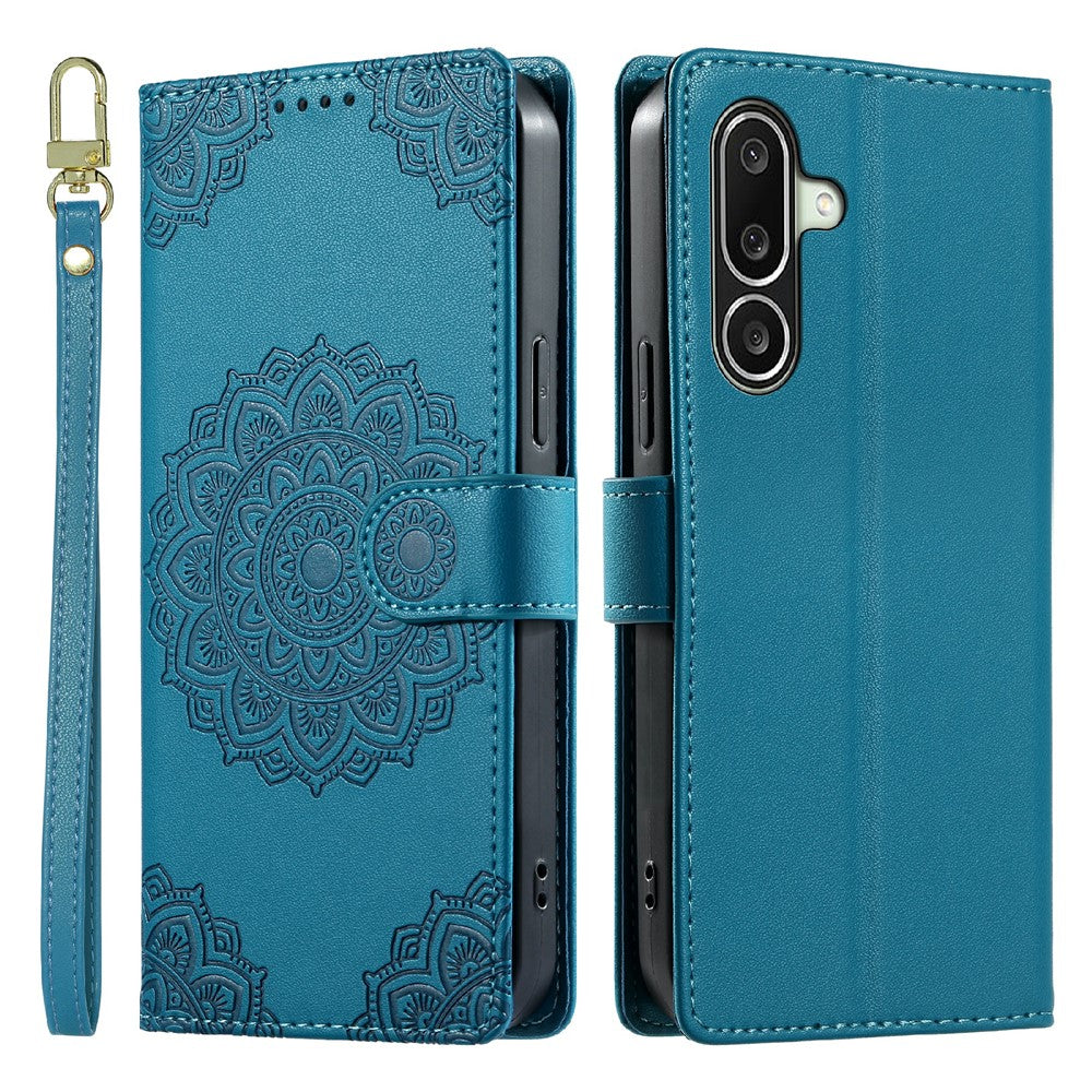 For Samsung Galaxy A27 5G Case Embossed Totem Leather Flip Wallet Phone Cover with Wrist Strap