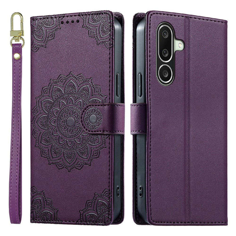 For Samsung Galaxy A27 5G Case Embossed Totem Leather Flip Wallet Phone Cover with Wrist Strap