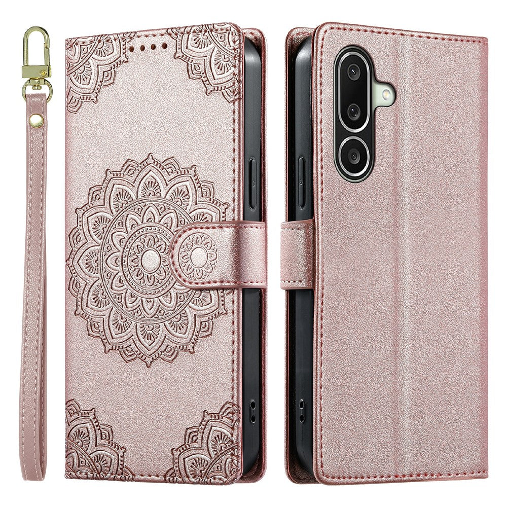 For Samsung Galaxy A27 5G Case Embossed Totem Leather Flip Wallet Phone Cover with Wrist Strap