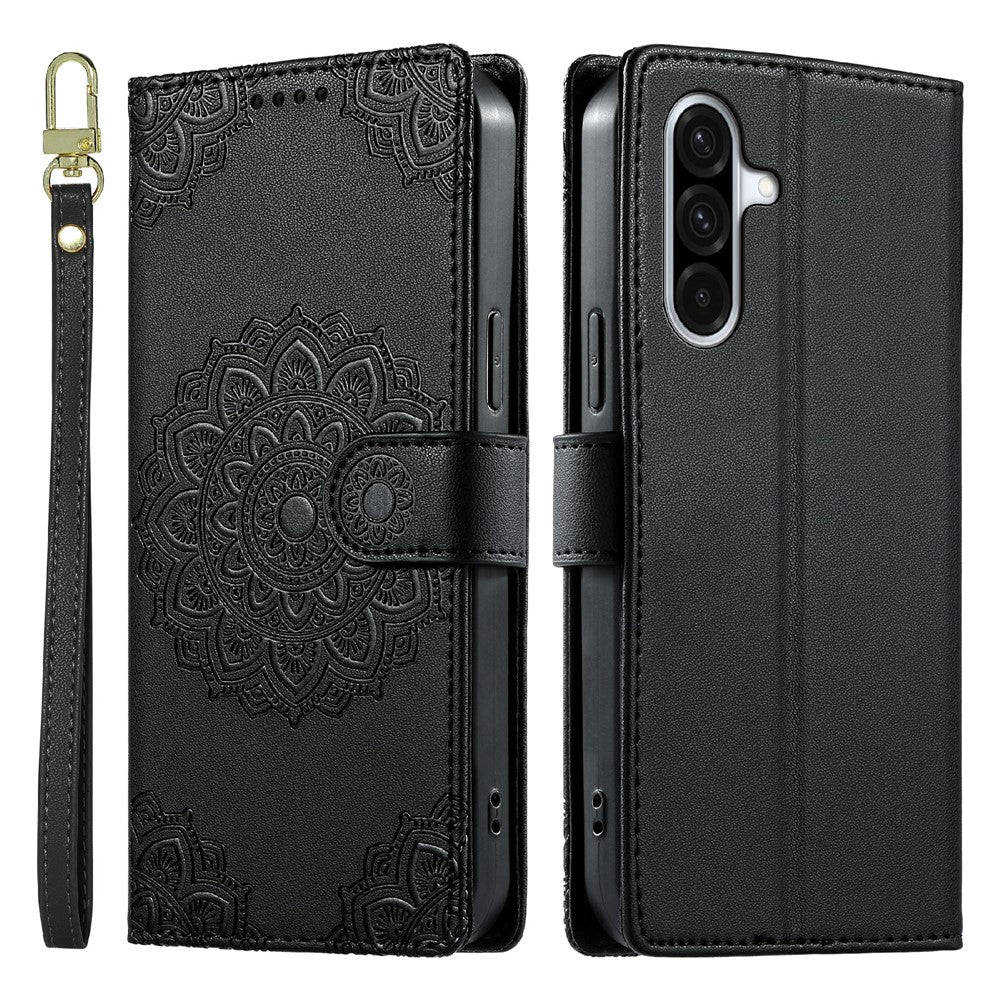For Samsung Galaxy A36 5G Case Embossed Totem Leather Flip Wallet Phone Cover with Wrist Strap