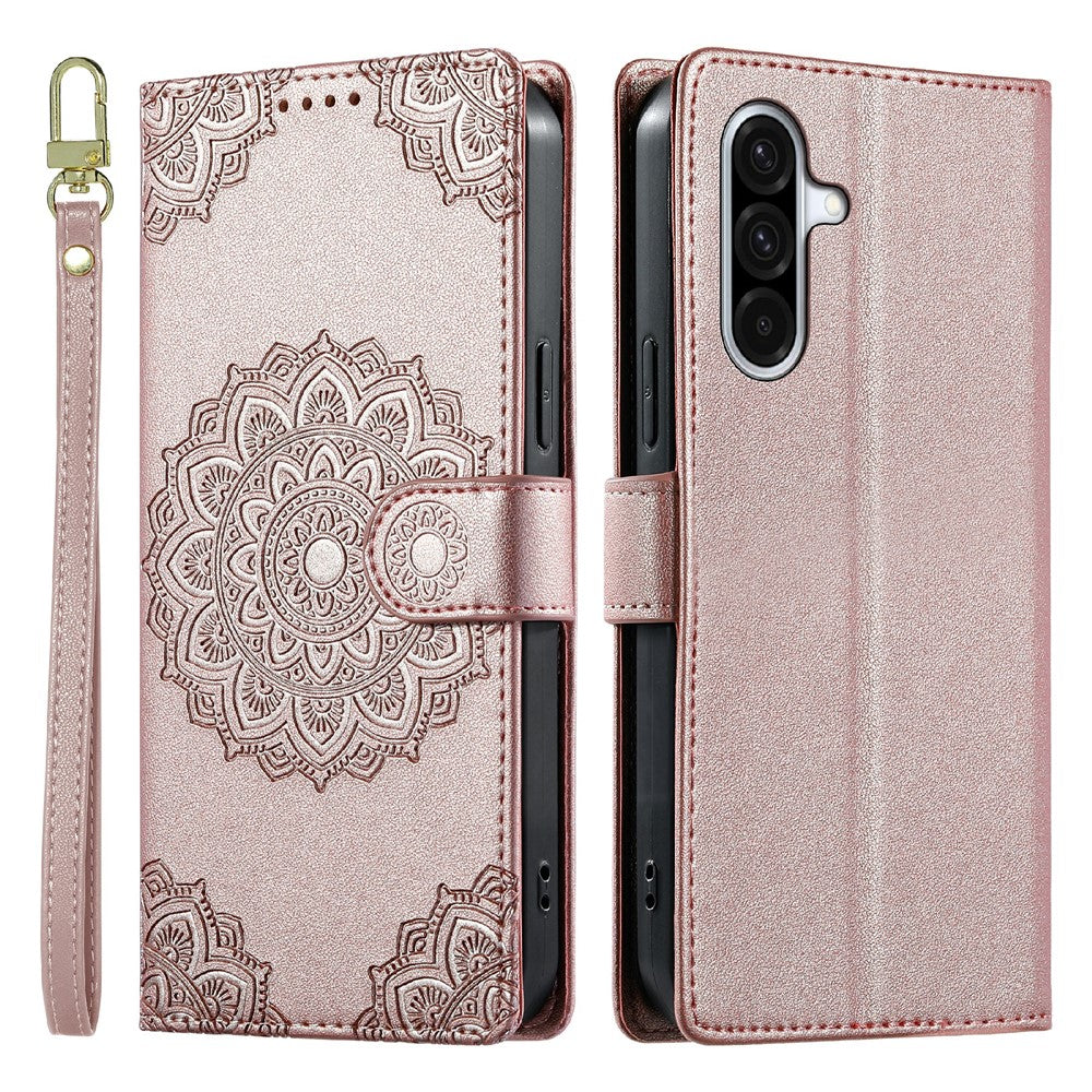For Samsung Galaxy A36 5G Case Embossed Totem Leather Flip Wallet Phone Cover with Wrist Strap