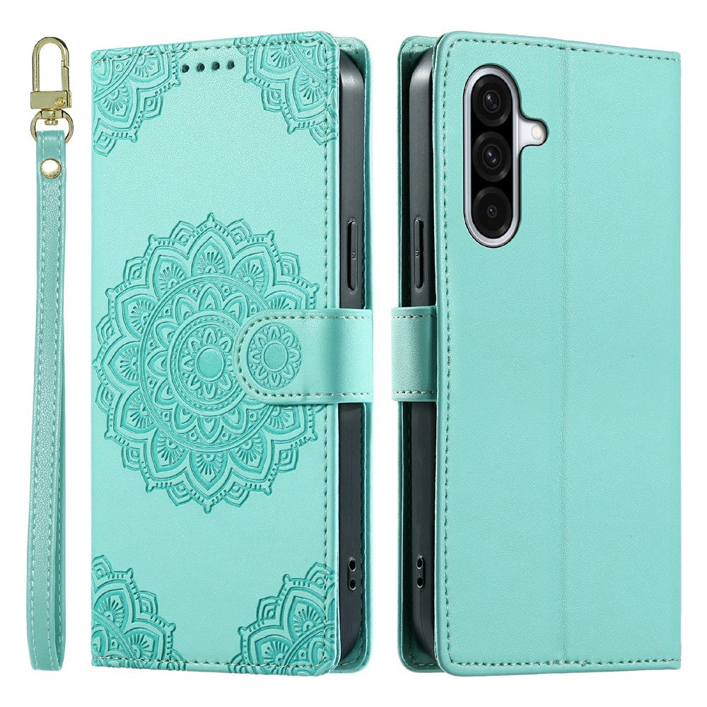 For Samsung Galaxy A36 5G Case Embossed Totem Leather Flip Wallet Phone Cover with Wrist Strap