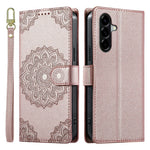 Til Samsung Galaxy A56 5G Etui Præget Totem Læder Flip Cover med Håndledsrem