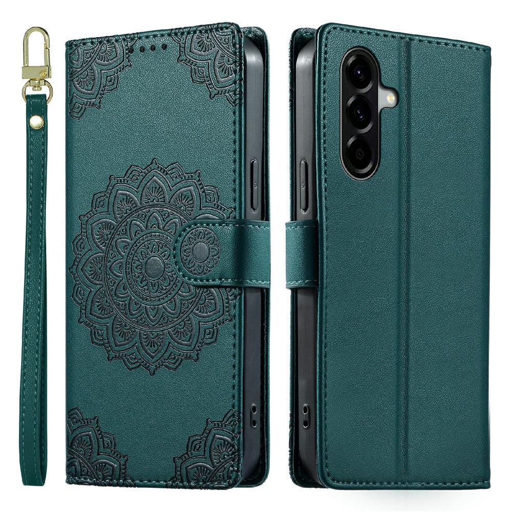 Til Samsung Galaxy A57 5G Etui Præget Totem Læder Flip Tegnebog Telefoncover med Håndrem