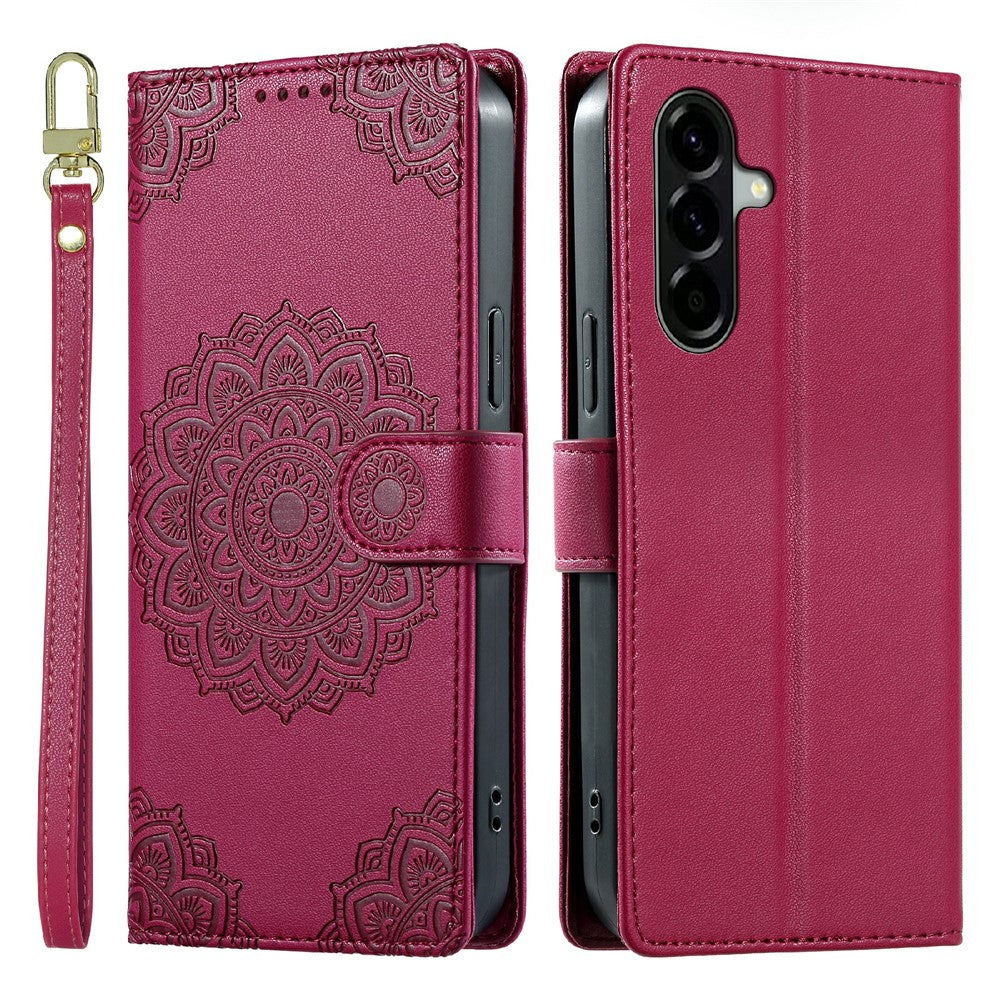 Til Samsung Galaxy A57 5G Etui Præget Totem Læder Flip Tegnebog Telefoncover med Håndrem