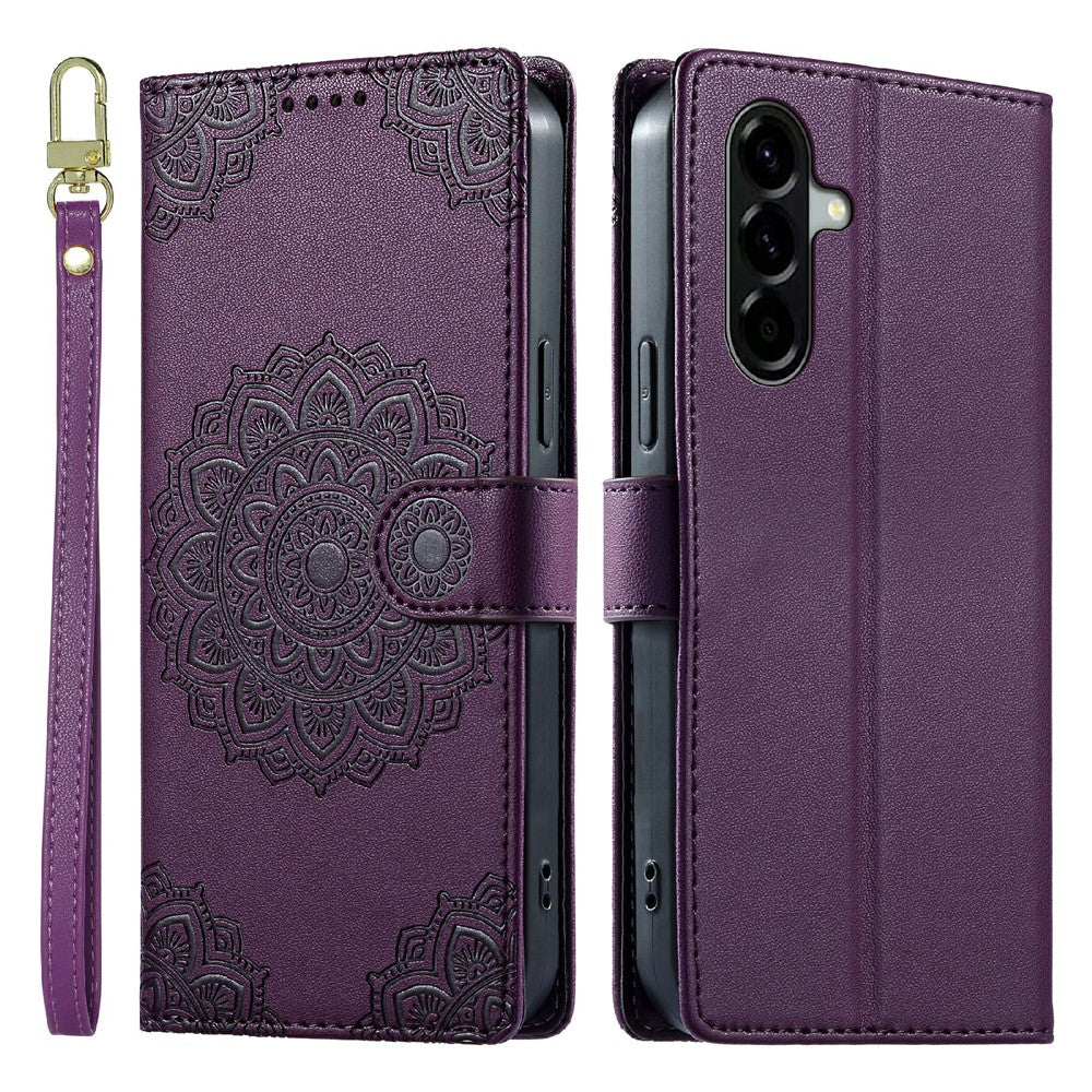 Til Samsung Galaxy A57 5G Etui Præget Totem Læder Flip Tegnebog Telefoncover med Håndrem