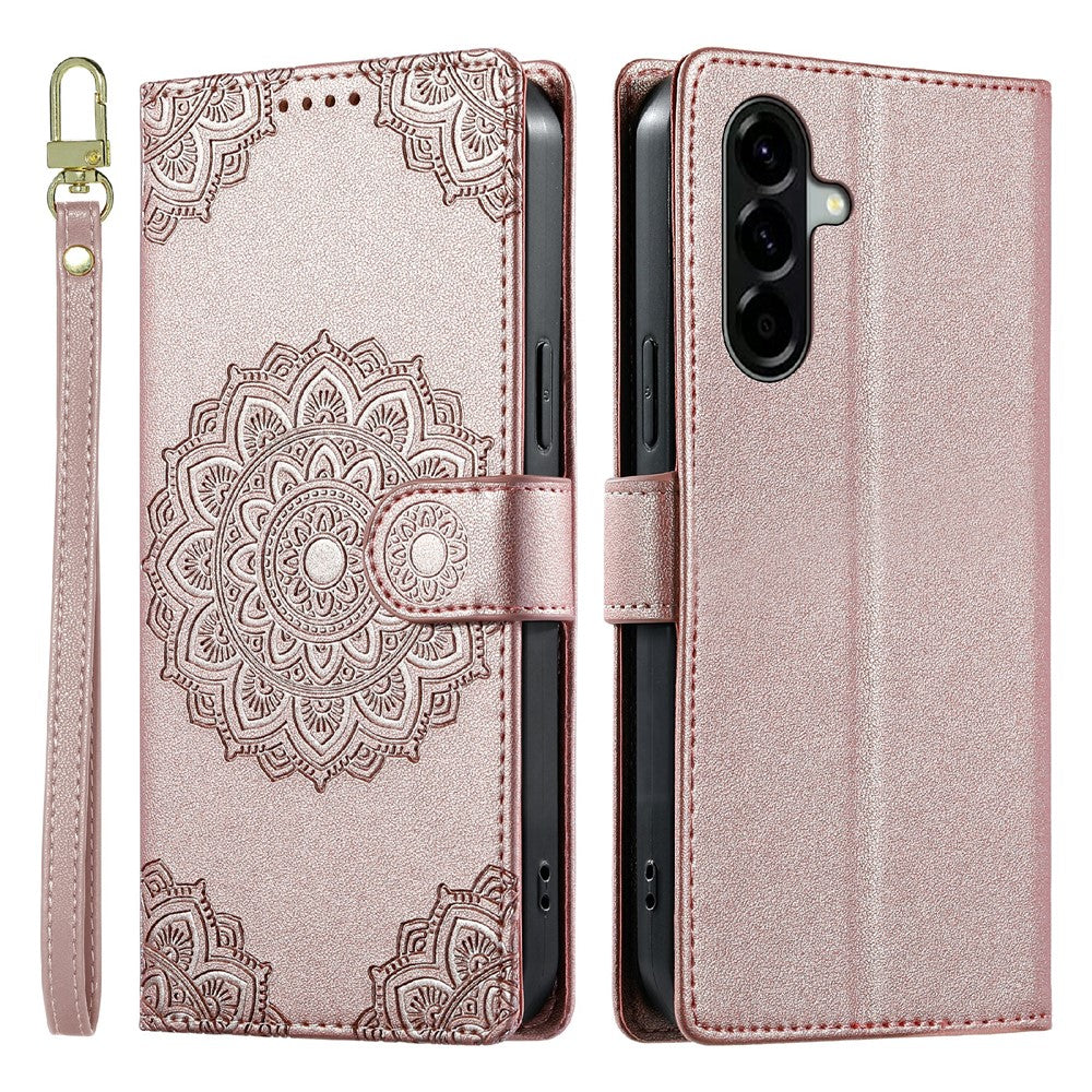 Til Samsung Galaxy A57 5G Etui Præget Totem Læder Flip Tegnebog Telefoncover med Håndrem
