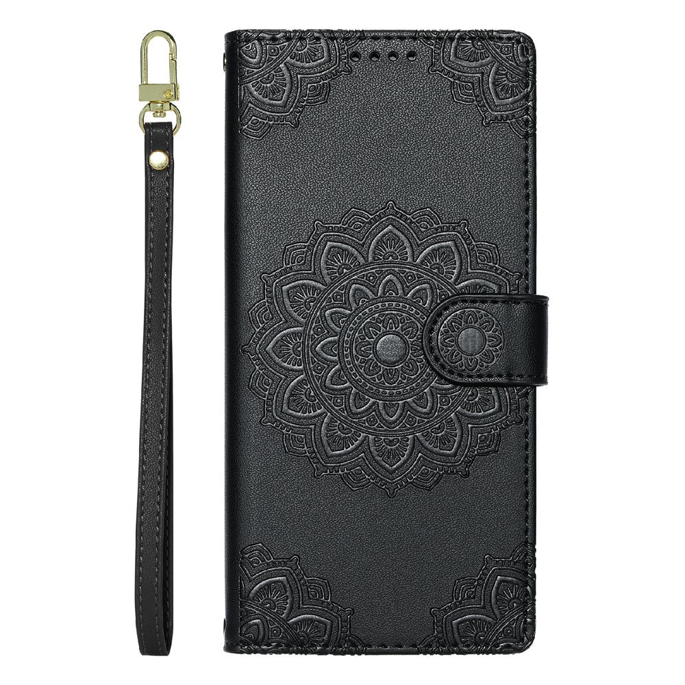 For Samsung Galaxy S24 FE Case Embossed Totem Leather Flip Wallet Phone Cover with Wrist Strap