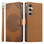 For Samsung Galaxy S24 FE Case Embossed Totem Leather Flip Wallet Phone Cover with Wrist Strap