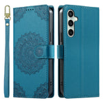For Samsung Galaxy S24 FE Case Embossed Totem Leather Flip Wallet Phone Cover with Wrist Strap