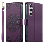 For Samsung Galaxy S24 FE Case Embossed Totem Leather Flip Wallet Phone Cover with Wrist Strap