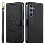 For Samsung Galaxy S24  /  S25 Case Embossed Totem Leather Flip Wallet Phone Cover with Wrist Strap