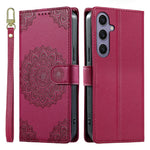 For Samsung Galaxy S24  /  S25 Case Embossed Totem Leather Flip Wallet Phone Cover with Wrist Strap