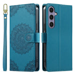 For Samsung Galaxy S24  /  S25 Case Embossed Totem Leather Flip Wallet Phone Cover with Wrist Strap