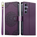 For Samsung Galaxy S24  /  S25 Case Embossed Totem Leather Flip Wallet Phone Cover with Wrist Strap