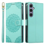 For Samsung Galaxy S24  /  S25 Case Embossed Totem Leather Flip Wallet Phone Cover with Wrist Strap