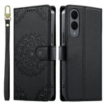 Til Samsung Galaxy S25 Edge cover præget Totem læder flip pung telefoncover med håndledsrem