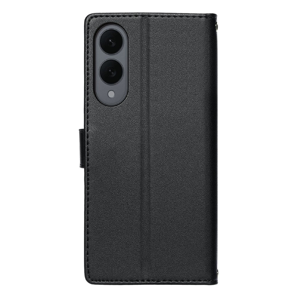 Til Samsung Galaxy S25 Edge cover præget Totem læder flip pung telefoncover med håndledsrem