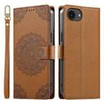 Til iPhone 17e / 16e etui Præget Totem Læder Flip Wallet Telefoncover med Håndrem