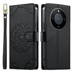 For Honor X70 5G  /  X9d 5G  /  Magic8 Lite 5G Case Embossed Totem Leather Flip Wallet Phone Cover with Wrist Strap