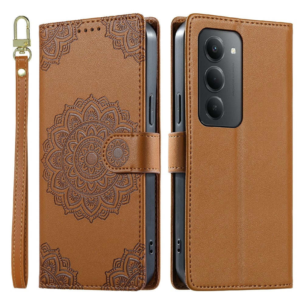 For Xiaomi Redmi 15 4G (EU) (171mm)  /  15 5G (EU) (171mm) Case Embossed Totem Leather Flip Wallet Phone Cover with Wrist Strap