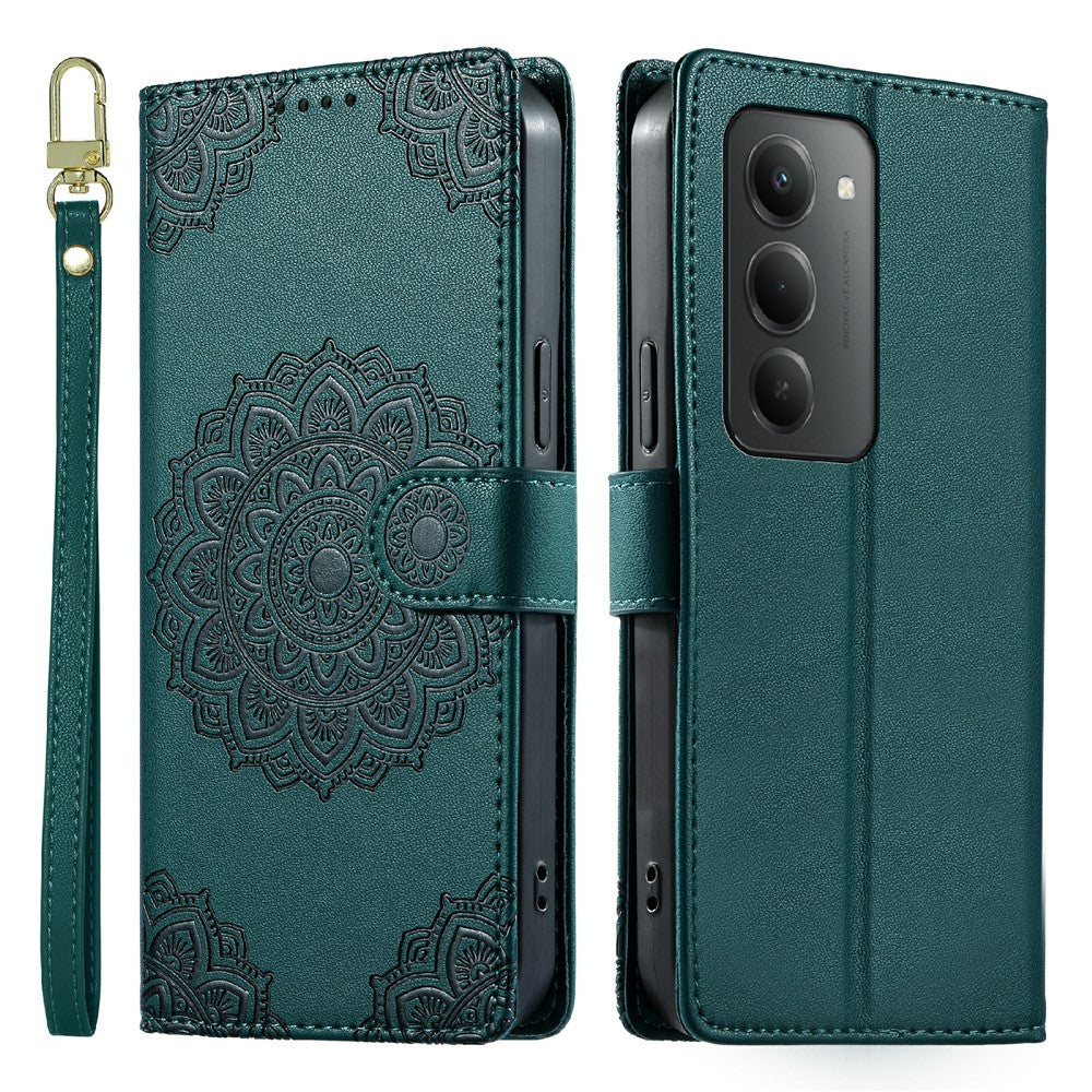 For Xiaomi Redmi 15 4G (EU) (171mm)  /  15 5G (EU) (171mm) Case Embossed Totem Leather Flip Wallet Phone Cover with Wrist Strap