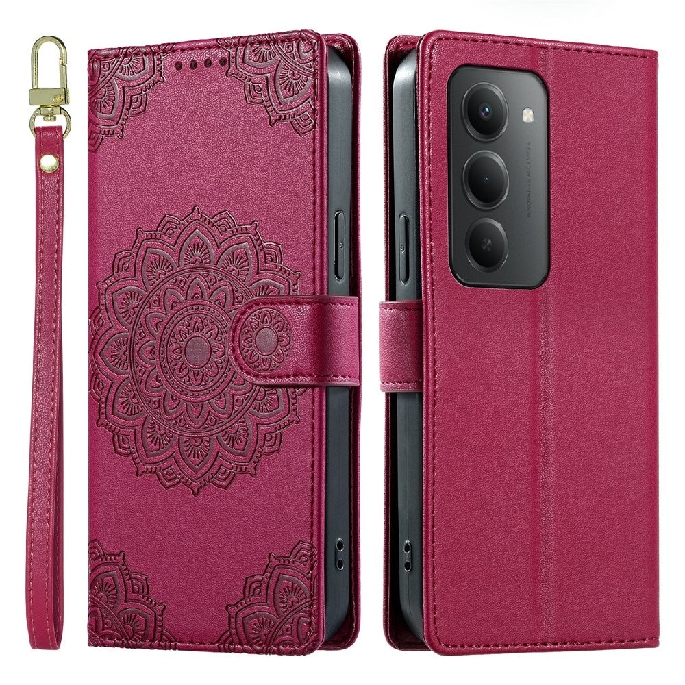 For Xiaomi Redmi 15 4G (EU) (171mm)  /  15 5G (EU) (171mm) Case Embossed Totem Leather Flip Wallet Phone Cover with Wrist Strap