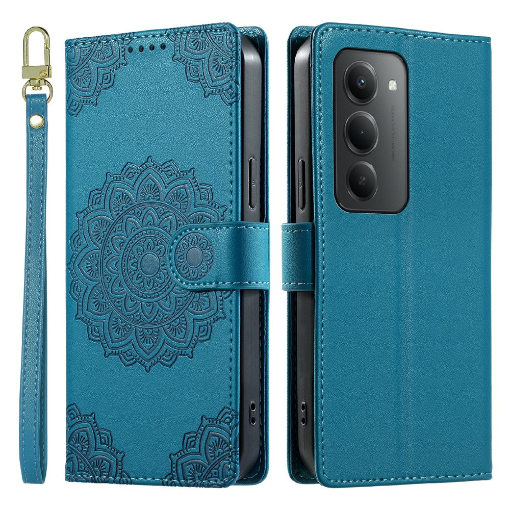 For Xiaomi Redmi 15 4G (EU) (171mm)  /  15 5G (EU) (171mm) Case Embossed Totem Leather Flip Wallet Phone Cover with Wrist Strap