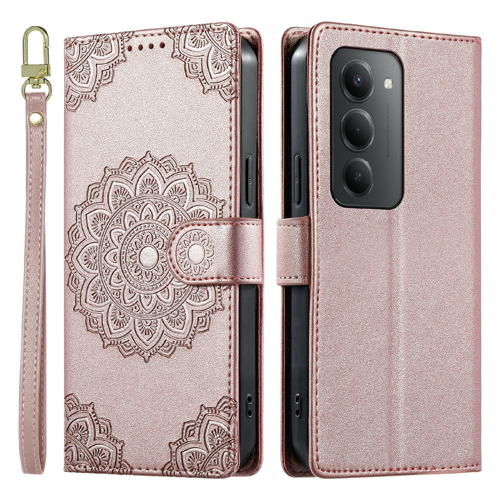 For Xiaomi Redmi 15 4G (EU) (171mm)  /  15 5G (EU) (171mm) Case Embossed Totem Leather Flip Wallet Phone Cover with Wrist Strap