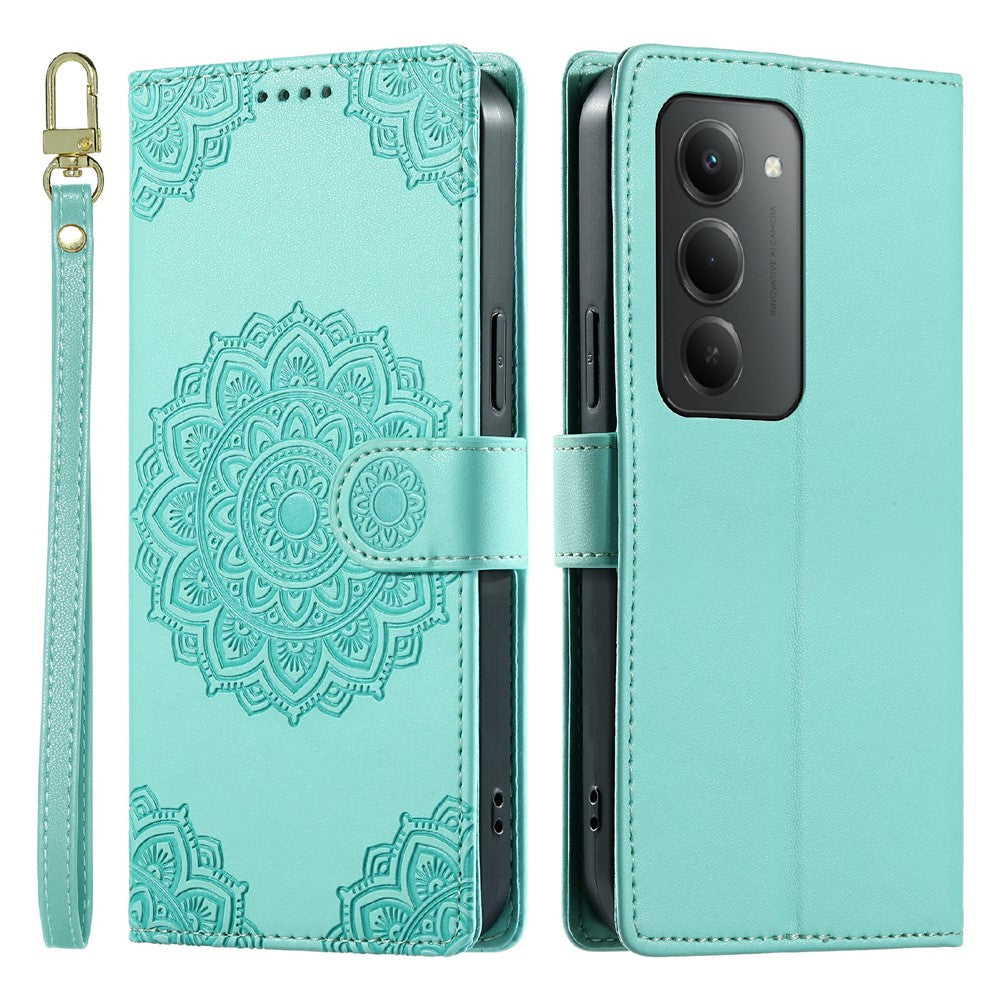 For Xiaomi Redmi 15 4G (EU) (171mm)  /  15 5G (EU) (171mm) Case Embossed Totem Leather Flip Wallet Phone Cover with Wrist Strap