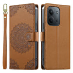 Xiaomi Redmi 15C 5G (EU) (173 mm) / 15C 4G (EU) (173 mm) fodral Präglat totemläderfodral med flip-fodral och handledsrem