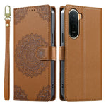 For Xiaomi Redmi A7 Pro 4G (171.56mm)  /  Poco C85x 5G Case Embossed Totem Leather Flip Wallet Phone Cover with Wrist Strap