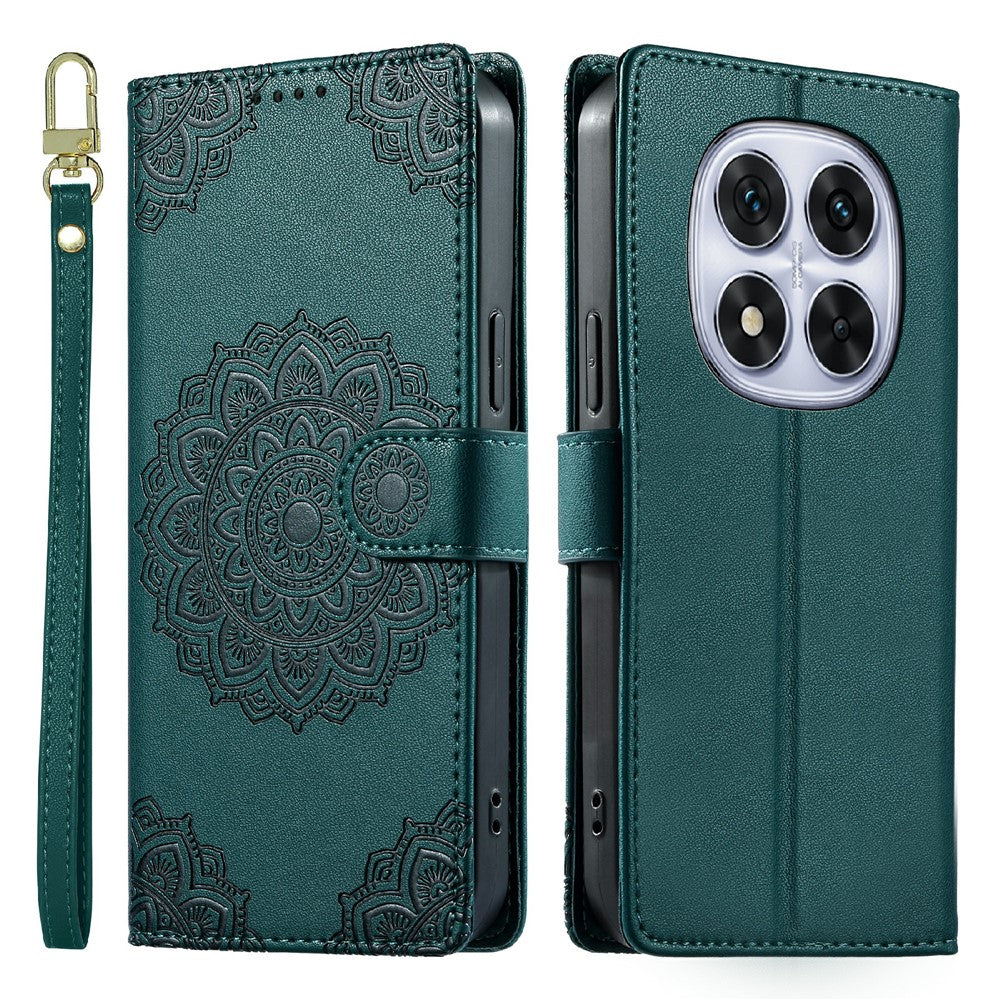 For Xiaomi Redmi Note 14 Pro 5G  /  Note 14 Pro+ 5G  /  Poco X7 5G Case Embossed Totem Leather Flip Wallet Phone Cover with Wrist Strap