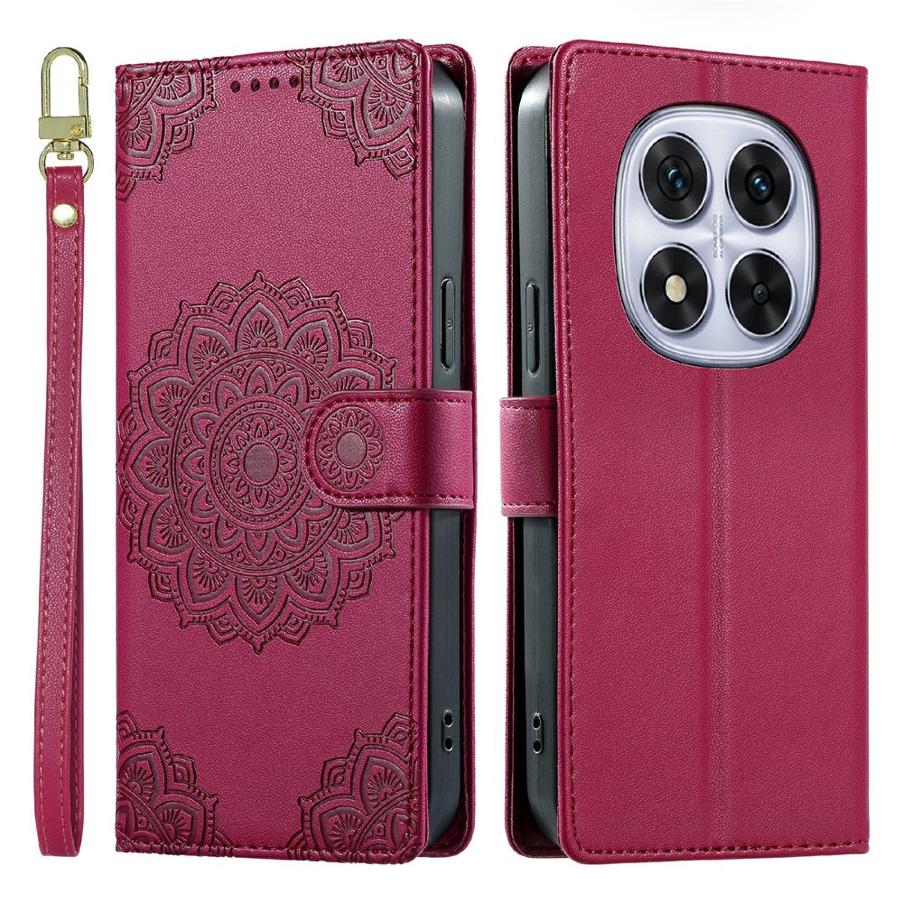 For Xiaomi Redmi Note 14 Pro 5G  /  Note 14 Pro+ 5G  /  Poco X7 5G Case Embossed Totem Leather Flip Wallet Phone Cover with Wrist Strap