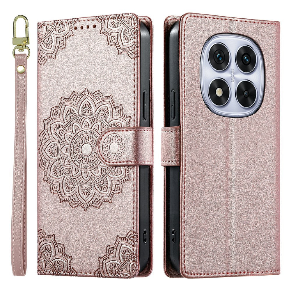 For Xiaomi Redmi Note 14 Pro 5G  /  Note 14 Pro+ 5G  /  Poco X7 5G Case Embossed Totem Leather Flip Wallet Phone Cover with Wrist Strap