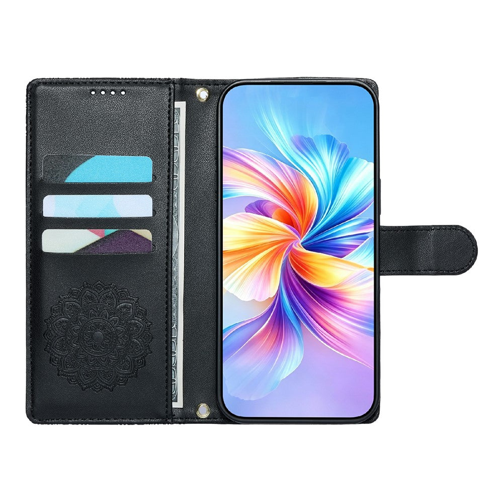 For Xiaomi Redmi Note 14 5G Case Embossed Totem Leather Flip Wallet Phone Cover with Wrist Strap